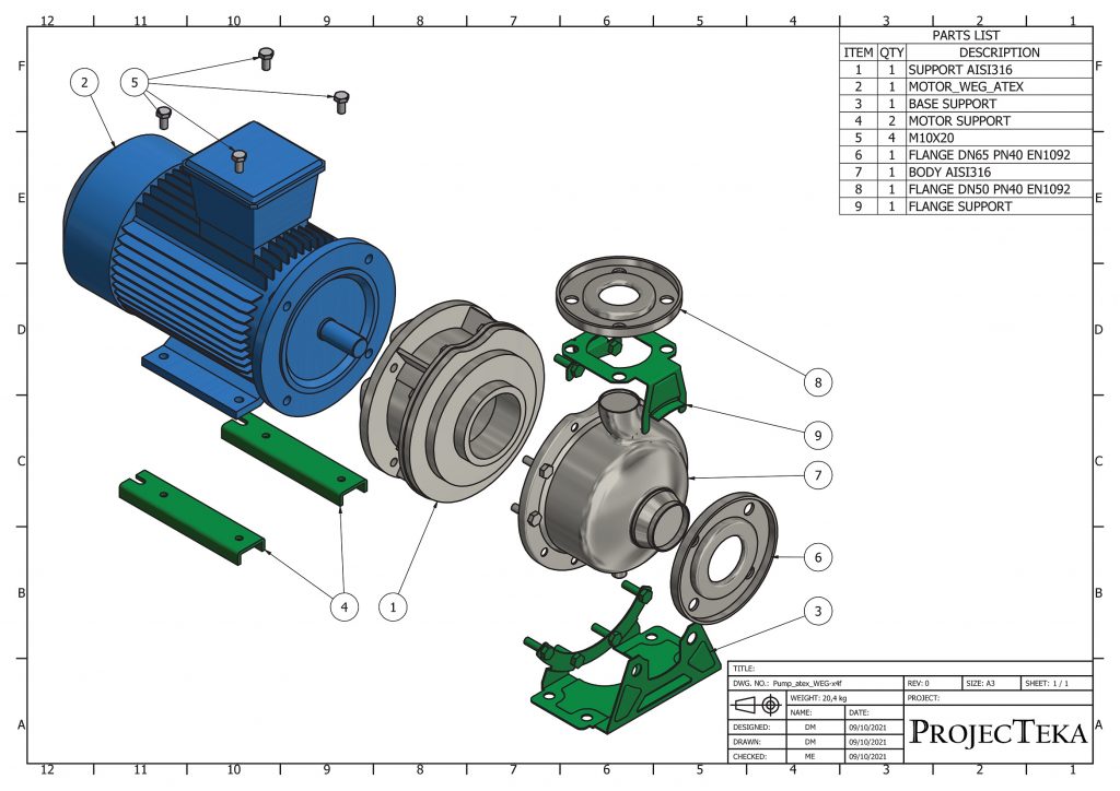 EXPLODED DRAWING VIEW 3D CAD